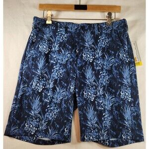 Jack Nicklaus Mens Golf Shorts Size 30 Blue Pineapple Flat Front Stretch Wicking